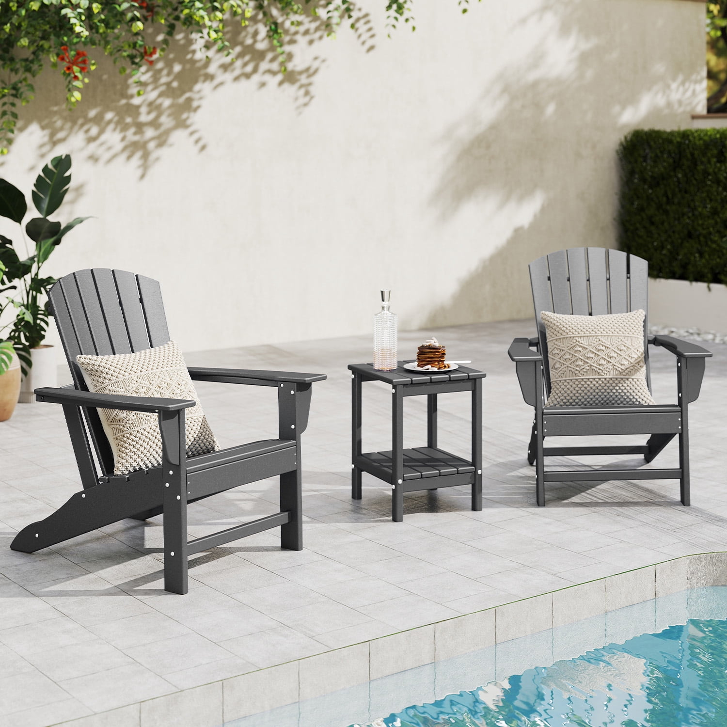 PIPOPA Outdoor Adirondack Chair, HDPE All Weather Patio Chair for Deck Backyard Garden, Grey