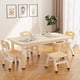 thumbnail image 2 of QinaQin Mesa infantil con 4 sillas, juego ajustable en altura con cubierta tipo graffiti y patas antiderrapantes, ideal para manualidades, estudio y actividades infantiles, 2 of 7
