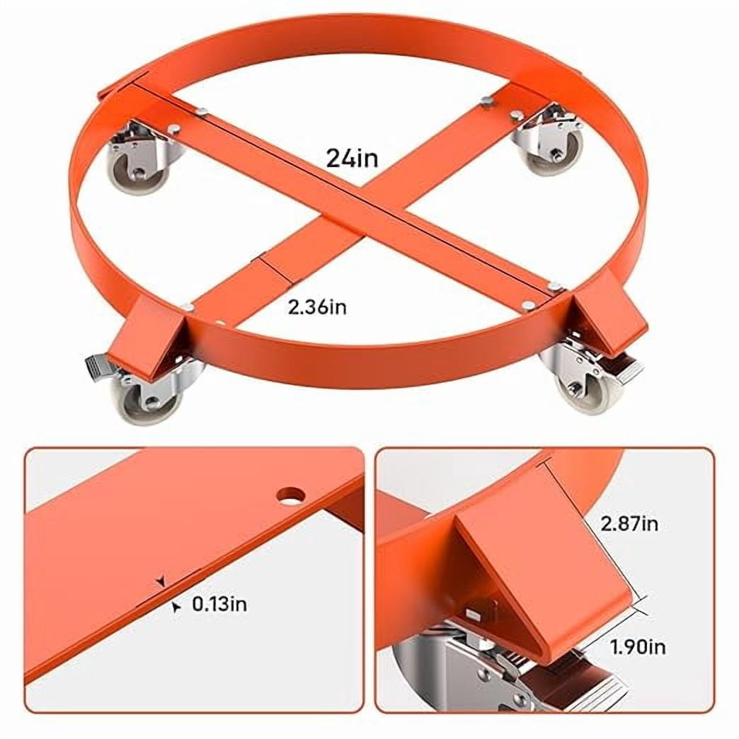 55 Gallon Drum Dolly, Heavy Duty 1000LBS Load Capacity Drum Cart, Non Tipping Hand Truck with 4 Swivel Casters Wheel for Warehouse Drum Handling, Carry Potted (1 Pack)