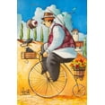 thumbnail image 2 of West, Ronald 13x18 Gold Ornate Wood Framed with Double Matting Museum Art Print Titled - Man on Bicycle w/Cupcake, 2 of 4
