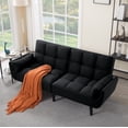 thumbnail image 5 of Gewnee Black 75.2” Twin-Size Futon Sofa Bed, Linen Upholstered 3-Position Adjustable Split Back for Home & Office, 5 of 22