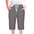 thumbnail image 2 of Wide Leg Pants Woman Cotton Linen Fashion Women Short Printed Tight High Waist Pocket Elasticity Sports Half Shorts Pants Features Ankle Capris Trousers Elastic Waist on Clearance, 2 of 5