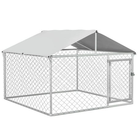 YYAo Doghouse Puppy Shelter Dog Kennel Outdoor for Small Medium Dogs with Waterproof Roof Silver