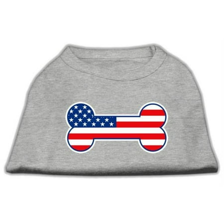 Bone Shaped American Flag Screen Print Shirts Grey L - 14