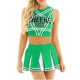 thumbnail image 1 of Oyolan Uniforme de Cheerleader Sans Manches Crop Top avec Jupe Robe Verte P, 1 of 8