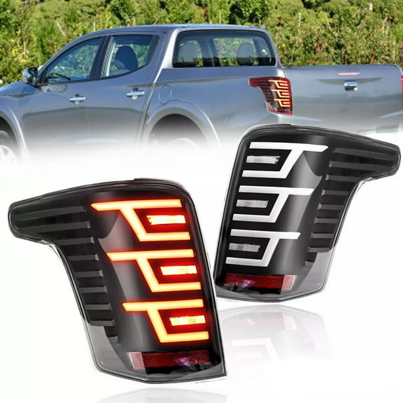 Smoked Black LED Tail Lights for Mitsubishi Triton L200 2015-2018 Waterproof Direct Fit Replacement Plug & Play (Complete Left & Right Pair)