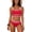 Red, variant on Womens Black Two-Piece Bikini Set, Crisscross Spaghetti Straps Slim Fit Stretch Swimwear with Contrast Trim, S-XXL,Size 2XL