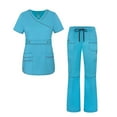 thumbnail image 1 of Adar Pop-Stretch Junior Fit Womens Scrub Set - Crossover Top and Multi Pocket Pants, 1 of 5