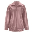 thumbnail image 6 of NOLDARES Women's Oversized Leather Jacket Long Sleeve Zip Up Motocycle Bomber Jackets Coats Outerwear(Pink,XL), 6 of 8