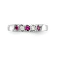 thumbnail image 4 of 14K White Gold Ring Band Wedding Diamond Round Ruby Red, Size 9, 4 of 7
