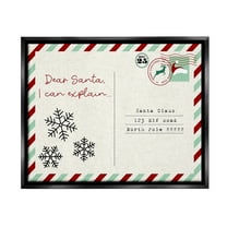 Stupell Industries Dear Santa Postcard Holiday Painting Black Floater Framed Canvas Art Print Wall Art, 21 x 17