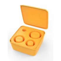 Ice Cube Tray for 40Oz Tumbler, 4 Pcs Silicone Ice Cube Maker With Lid and Bin for Chilling Whiskey, Cocktails, Drinks, Coffee, Easy Fill and Release Ice Maker, Orange