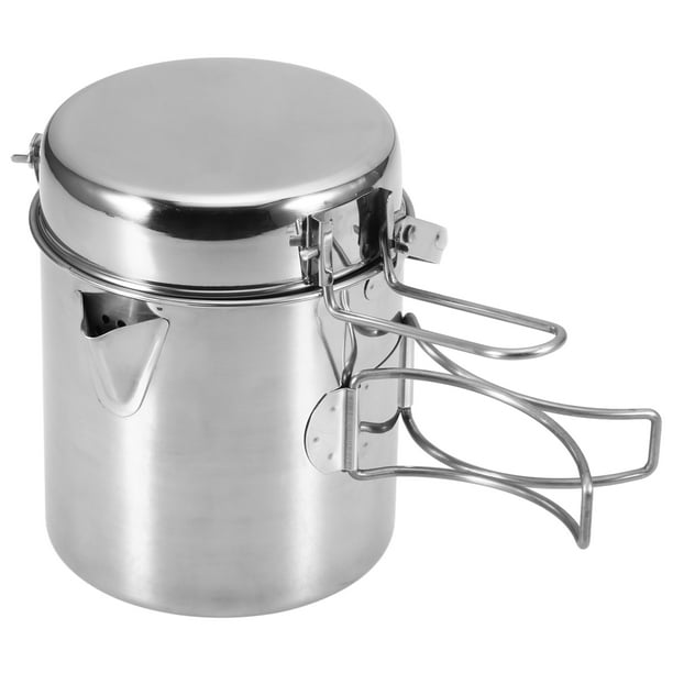 1L Stainless Steel Cooking Kettle Portable Outdoor Camping Backpacking