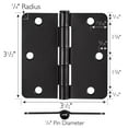 thumbnail image 2 of Design House 6-Pack 3.5" H x .25" Radius Butterfly Interior/Exterior Door Hinges, Matte Black, 2 of 13