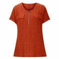 thumbnail image 6 of TKLPEHG Dressy Tops for Women V-Neck Zipper Shirt Fashion Leisure Lightweight Solid Color Graphic Tee Regular Western Outfit for Women Short Sleeve Blouses Blouses (Orange,S), 6 of 8
