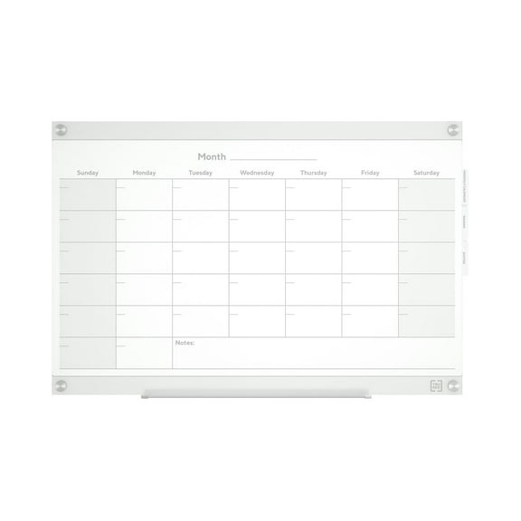 Staples TRU RED Templated Magnetic Glass Dry-Erase Whiteboard 3' x 2' (TR62139)