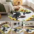 thumbnail image 6 of Round Rugs 7 Ft, Farmhouse Cow Non Slip Area Rugs for Kitchen Bedroom Entryway, Pastoral Sunflower Botanical Gray Plaid Washable Carpet Runner Rug Floor Mats for Bedroom Home Decor, 6 of 9