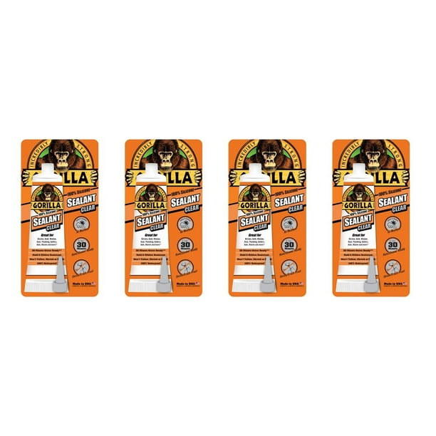 Gorilla 100 Percent Silicone Sealant Caulk, 2.8 ounce Squeeze Tube