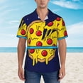 thumbnail image 2 of Pofeuu PLANETA EN FORMA DE PIZZA Print Hawaiian Shirt for Men Sleeves Casual Button Down Summer Beach Dress Shirts T-Shirts,XX-Large, 2 of 7