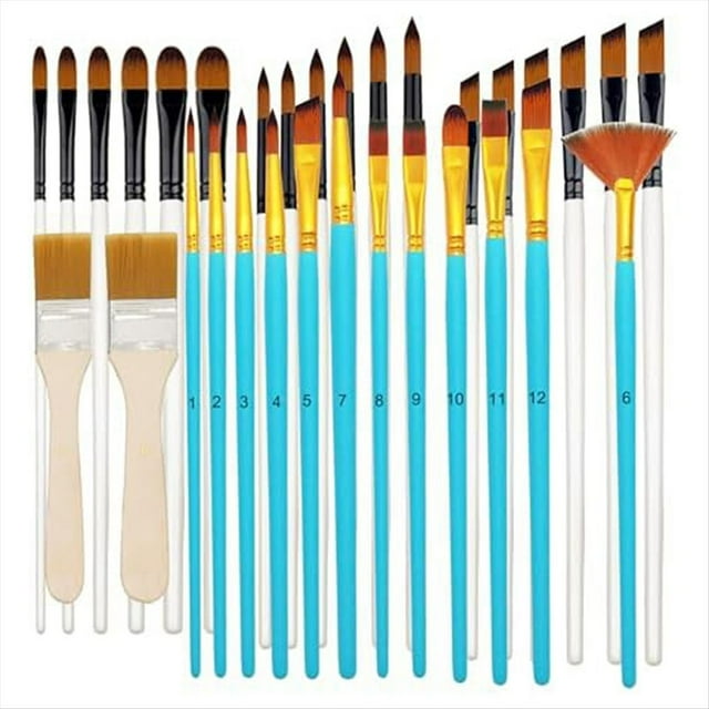 Juego de 32 Pinceles para Pintura AcríLica, Acuarela, Filtros, Abanicos, Pinceles para Detalles, Juego de Pinceles para Artistas y Principiantes