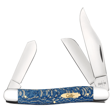 Case Stockman Pocket Knife 2.9 Clip Point Sheepfoot Spey Tru-Sharp Polished Blade Sycamore Handle Blue