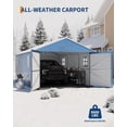 thumbnail image 5 of 12x20 FT Metal Carport, Enclosed Car Port with Reinforced Frame and Steel Roof for All-Weather Use, Metal Garage Shed for Full-Sized Pickup Trucks, 5 of 7