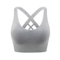 thumbnail image 2 of Women's Sports Bras Yoga Solid Sleeveless Cold Shoulder Casual Tanks Blouse Tops Intimates Comfortable Bras for Women Green 2XL, 2 of 5