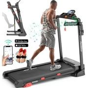 Folding Treadmill for Home with Adjustable Incline, Smart APP, 8MPH Speed, 250lbs, HiFi Bluetooth Speakers, 15 Programs 3 Modes, 3.0HP Foldable Compact Treadmill Walking Running Machine
