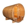 ALEKO SB5CEDARCP Outdoor and Indoor Western Red Cedar Barrel Sauna with Front Porch Canopy, 4.5 kW Harvia KIP Heater, 5 Person