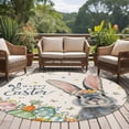thumbnail image 4 of Round Rugs 8Ft, Happy Easter Round Area Rug Washable Indoor Throw Carpet, Spring Bunny Easter Eggs Floral Beige Burlap Large Non Slip Circle Rug for Kids Room RV Home Decor Aesthetic, 4 of 8