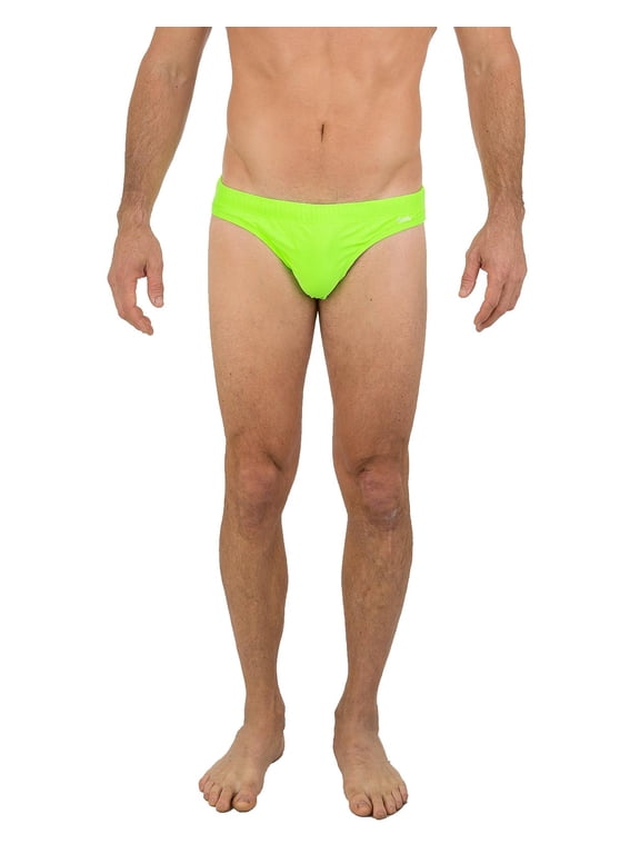 Mens Brief Swimwear Colored Swim Suit Beachwear, Neon Green, Size: Small