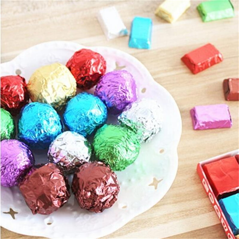 100Pcs Square Foil Wrappers Package Candy Chocolate Festival Sweets Decor T6N8 