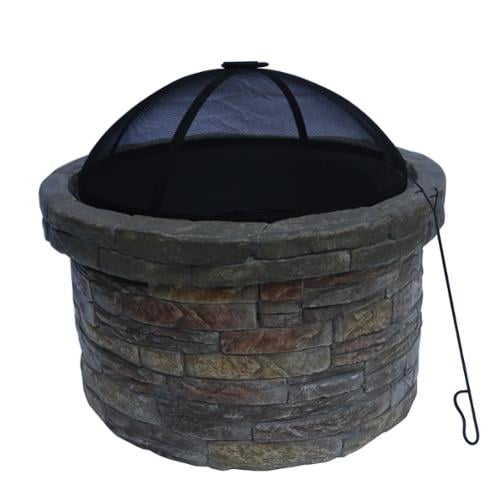 Teamson Design Corp. Peaktop Outdoor Round Stone Firepit with Cover by Overstock