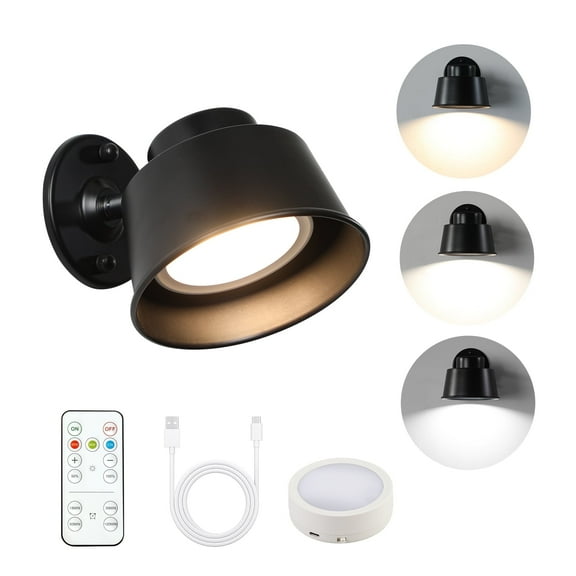 Battery Operated LED Wall Light with Remote Control - USB Rechargeable, 3 Color Temperatures,  Dimmable - Ideal for Bedrooms, Stairs, and Galleries