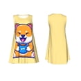 thumbnail image 3 of PAYOHTO Women's Sleeveless Dress Shiba Inu Dog Holding Hot Coffee Cup Summer Dress Casual Floral Print Round Neck A Line Beach Short Sundress​ with Pockets​, 3 of 8