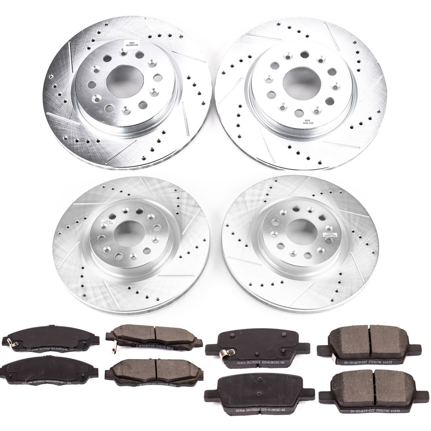PowerStop Front and Rear Z23 Evolution Sport Carbon-Fiber Ceramic Brake Pad and Drilled & Slotted Rotor Kit Fits: BUICK CADILLAC Select Models K7909