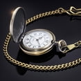 thumbnail image 4 of Minzimin Smooth Pocket Watch Alloy Steel Quartz Roman/Arabic Numerals with 37cm Chain for Father's Day Xmas Best Gifts, 4 of 7