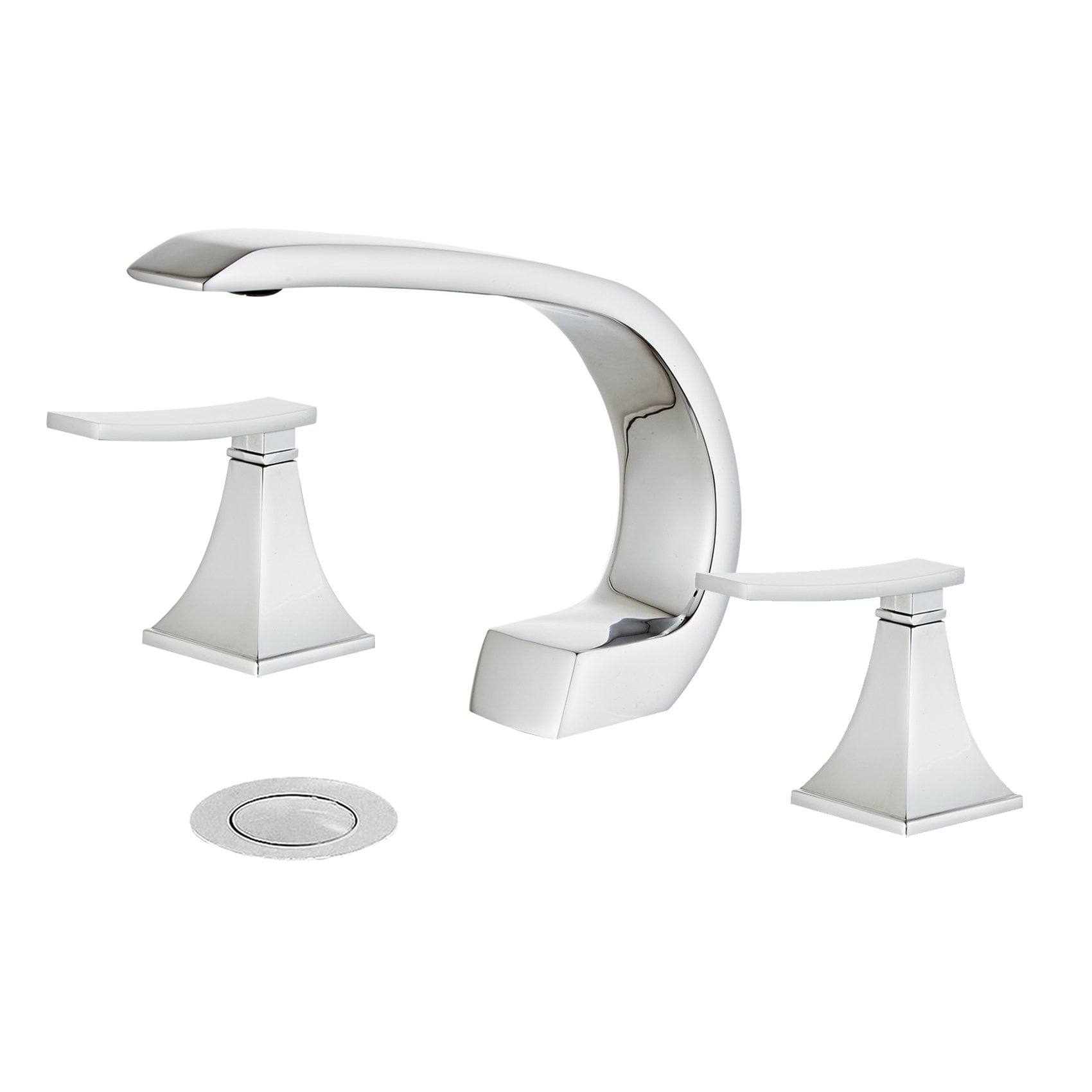 Mounted Mixer Taps with Widespread Hole Cover Plate Chrome Waterfall 