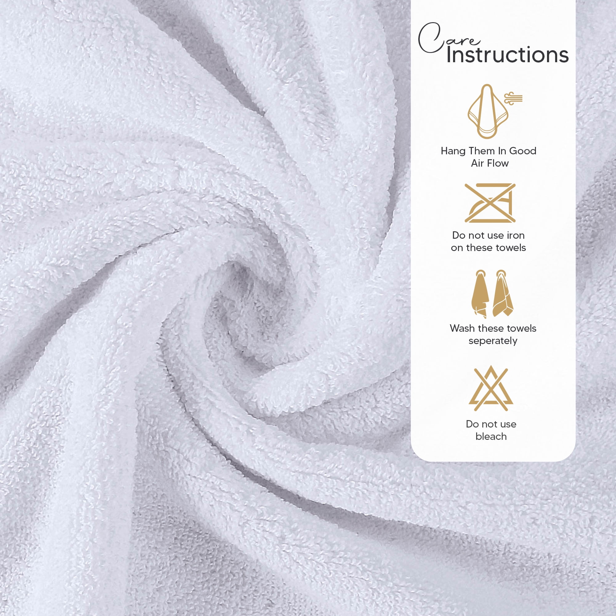 PEKUR 4 Pack Bath Towels Set, 100% Ring Spun Cotton, Soft and Highly Absorbent Wash Towels for Body and Showering – Perfect for Daily Use (27 x 54 Inches)(White)