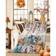 Fall Pumpkin Farmhouse Throw Blanket Sherpa Fleece Blanket 30