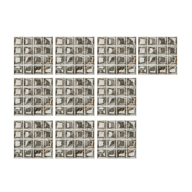 Fiudx Pegatinas de Cristal 3D para Azulejos, Decoración de Pared Autoadhesiva, Resistentes Al Calor y Fáciles de Limpiar, Ideales para Cocina o Baño, Aplicación Despegable, Juego de 10 Hojas, 10 X 10