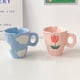 thumbnail image 3 of Tazas de CeráMica Hechas una Mano, de Café Irregular Pintada una Mano con Tulipanes y Nubes para Té, Leche, Regalos Creativos, (Azul), 3 of 6