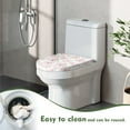 thumbnail image 4 of ZIATUBLES Toilet Lid Cover Breathable Soft Stretch Fabric Toilet Decor Elastic Edge Toilet Bowl Lid Cover Fits Elongated, Oblong and Round Lids Home Bathroom Decor Accessories, Light Pink Rose, 4 of 6