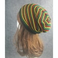 thumbnail image 6 of Unisex Crochet Wavy Fine Stripes Beanie Cap Rainbow Jamaica Flag Baggy Skull Hat, 6 of 8