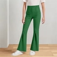 thumbnail image 2 of LIJCC Girls Solid Color Flared Pants Thin Sports Tights Workout Leggings Kids Elastic High Waisted Yoga Bell-Bottom Trousers(Green,14-15 Years), 2 of 9