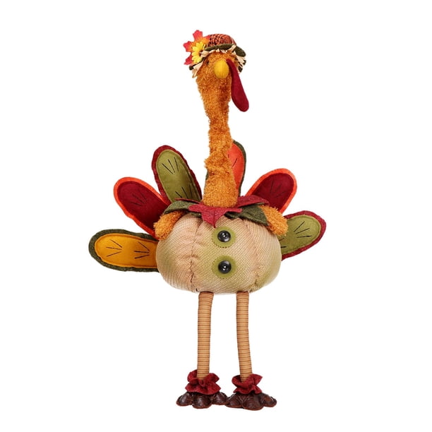 Muñeco de pavo de Acción de Gracias, lindo juguete coleccionable, decoración de mesa para Acción de Gracias. Flor