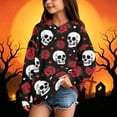 thumbnail image 4 of Grblisyd Halloween Hoodies For Teen Girls Long Sleeve Skeleton Floral Print Cute Hoodie Lightweight Y2k Fall Oversized Hooded Sweatshirt, 4 of 5