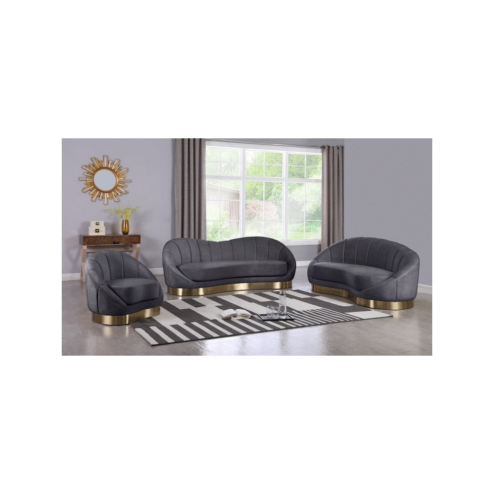 Meridian Furniture Shelly Gray Velvet Sofa