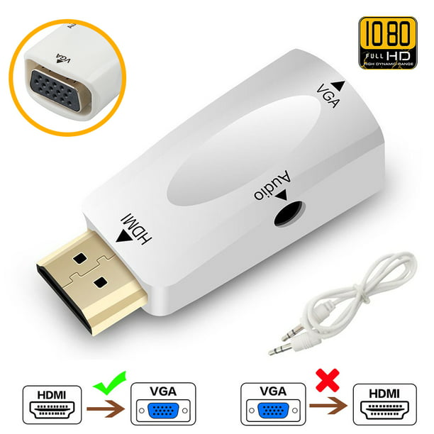 HDMI VGA Adapter with 3.5mm Audio HDMI Male to VGA Converter Compatible for TV Stick Raspberry Pi Laptop PC Tablet Digital Nintendo Switch, White - Walmart.com