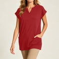 thumbnail image 5 of LIaqionyy Womens Plus Size Tunic Tops V Neck Short Sleeve Casual Summer Long T Shirts with Pockets S-5XL, 5 of 6